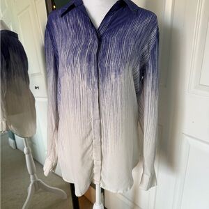 Equipment Blue/White Gradient Button Down Shirt - xs